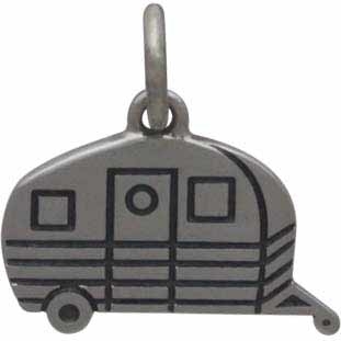 Sterling Silver Camping Trailer Charm 13x13mm
