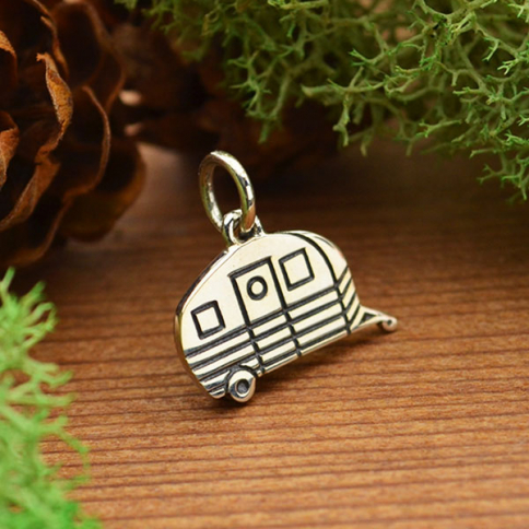 Sterling Silver Camping Trailer Charm 13x13mm