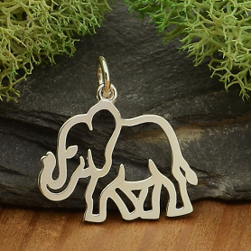Sterling Silver Openwork Elephant Charm 19x18mm DISCONTINUED