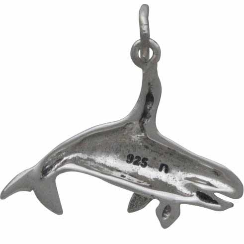 Sterling Silver Killer Whale Charm - Orca Charm 19x21mm