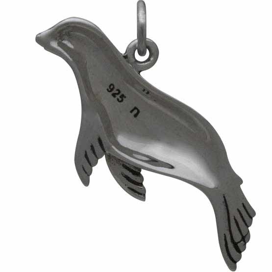 Sterling Silver Sea Lion Charm - Seal Charm 17x27mm