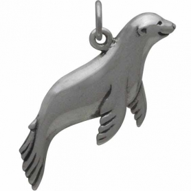 Sterling Silver Sea Lion Charm - Seal Charm 17x27mm