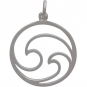 Sterling Silver Openwork Double Wave Charm 24x18mm