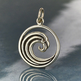 Sterling Silver Curled Wave Charm 21x15mm