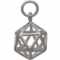 Sterling Silver Icosahedron 3D Charm 17x9mm