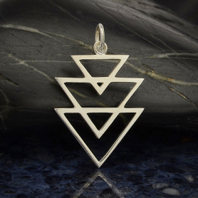 Sterling Silver Stacked Triangle Pendant 26x16mm