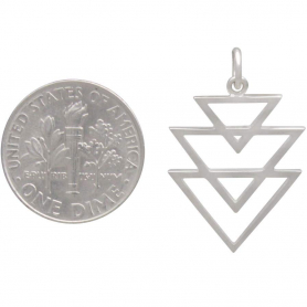 Sterling Silver Stacked Triangle Pendant 26x16mm