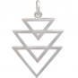 Sterling Silver Stacked Triangle Pendant 26x16mm