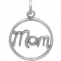 Sterling Silver Mom Charm in Cursive Script 21x15mm