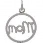 Sterling Silver Mom Charm in Cursive Script 21x15mm