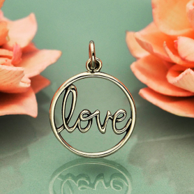Silver Charm - Love in Cursive Script 21x15mm DISCONTINUED