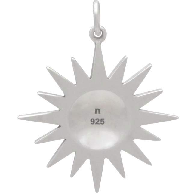 Sterling Silver Moon and Sun Pendant with Faces 28x23mm