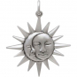 Sterling Silver Moon and Sun Pendant with Faces 28x23mm
