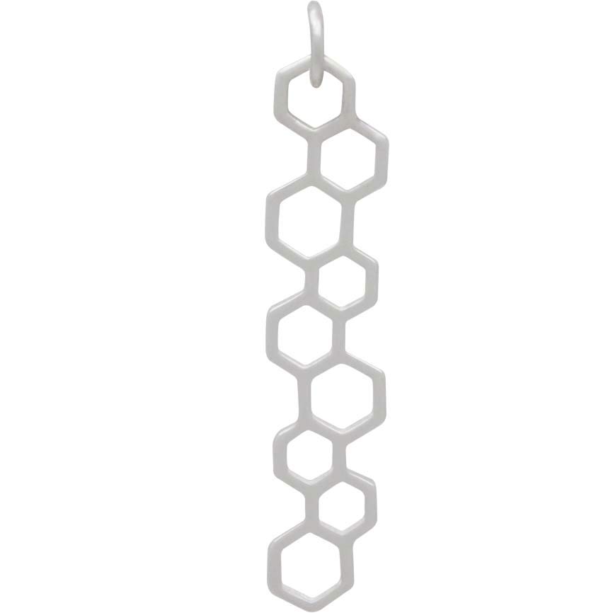 Sterling Silver Long Honeycomb Pendant