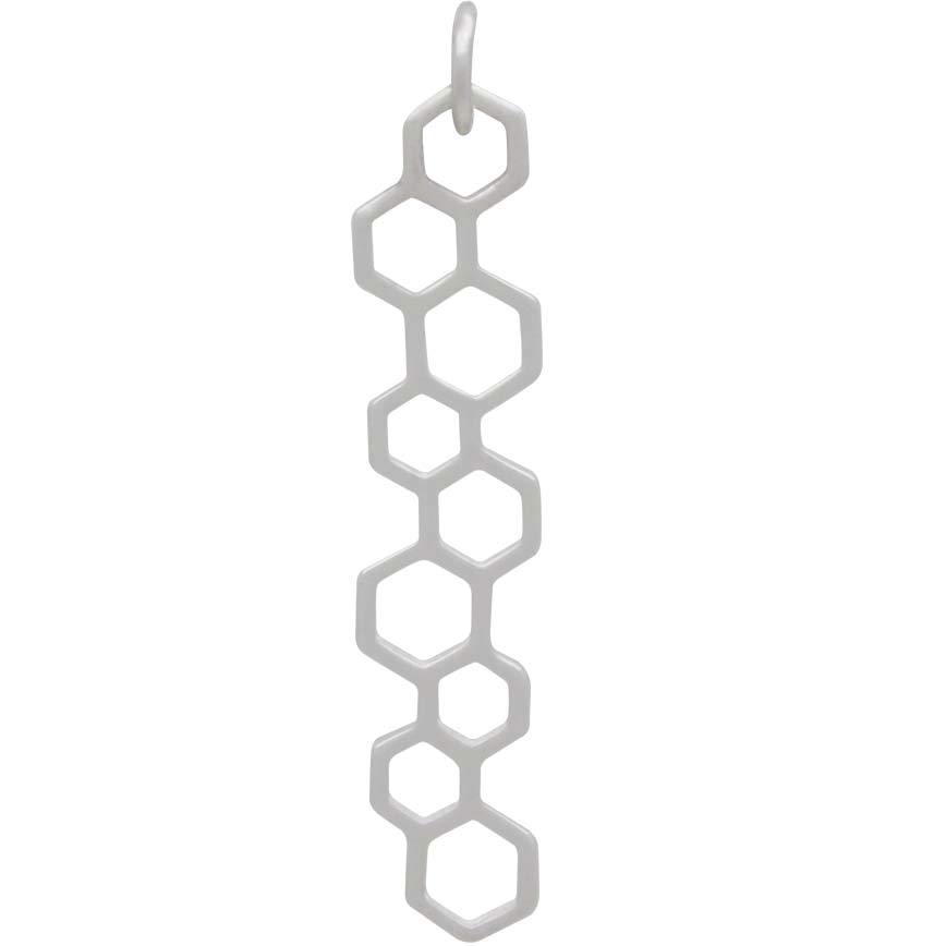 Sterling Silver Long Honeycomb Pendant