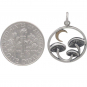Sterling Silver Mushroom Charm with Bronze Moon 22x15mm