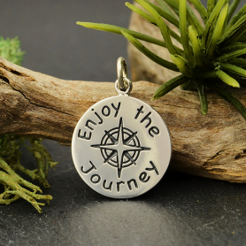 Sterling Silver Message Pendant -Enjoy the Journey 22x16mm
