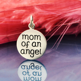 Silver Miscarriage Memorial Charm -Mom of an Angel 19x12mm