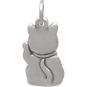 Sterling Silver Lucky Cat Charm -Maneki Neko Charm 18x8mm