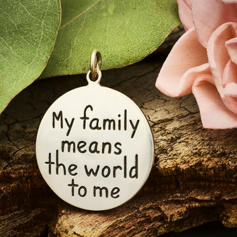 Silver Message Pendant -Family Means the World DISCONTINUED