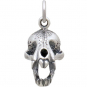 Sterling Silver Vampire Bat Skull Charm 18x9mm