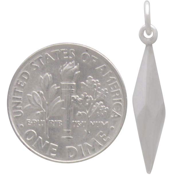 Sterling Silver Medium Faceted Spike Charm -26mm