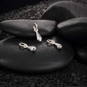 Sterling Silver Faceted Teardrop Charm -13mm DISCONTINUED