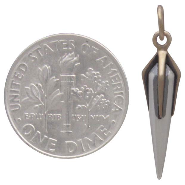 Sterling Silver Spike Charm with Bronze Claw Cap