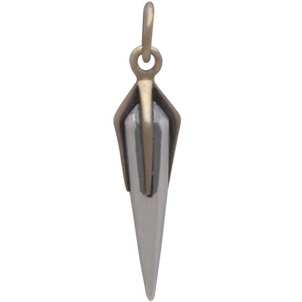 Sterling Silver Spike Charm with Bronze Claw Cap