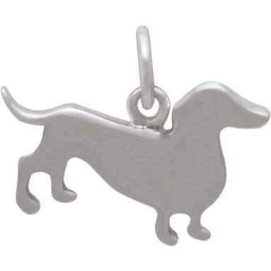 925 Sterling Silver Rhodium Plated Darling Dachshund Dog Charm