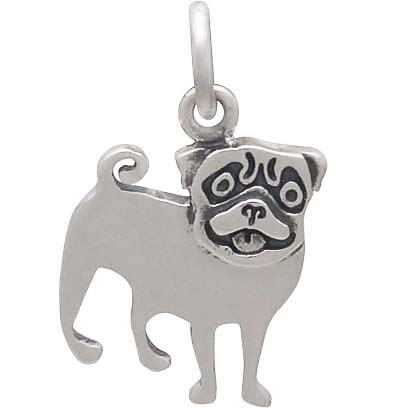 Sterling Silver Pug Dog Charm