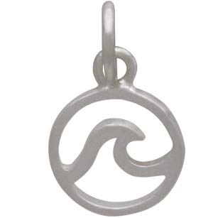 Sterling Silver Mini Openwork Wave Charm 14x8mm
