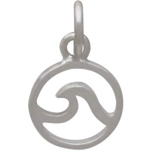 Sterling Silver Mini Openwork Wave Charm 14x8mm