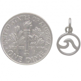 Sterling Silver Mini Openwork Wave Charm 14x8mm