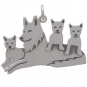 Sterling Silver Mama Wolf Pendant with Three Pups