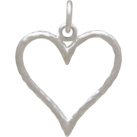 Sterling Silver Hammered Wire Heart Charm 22x16mm