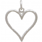 Sterling Silver Hammered Wire Heart Charm 22x16mm