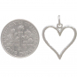 Sterling Silver Hammered Wire Heart Charm 22x16mm