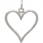 Sterling Silver Hammered Wire Heart Charm 22x16mm