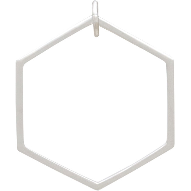 Sterling Silver Large Hexagon Charm 29x23mm