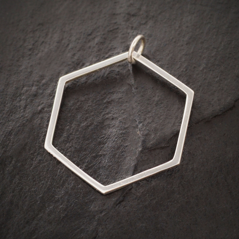 Sterling Silver Large Hexagon Charm 29x23mm