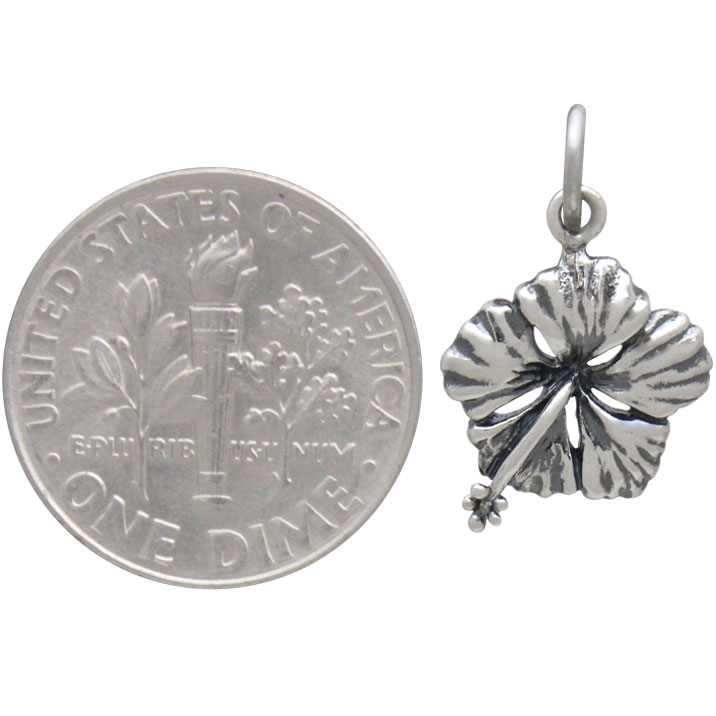 Sterling Silver Hibiscus Charm 19x12mm