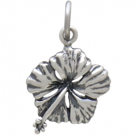 Sterling Silver Hibiscus Charm 19x12mm