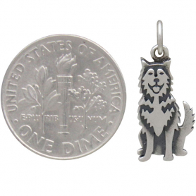 Sterling Silver Husky Dog Charm 21x8mm