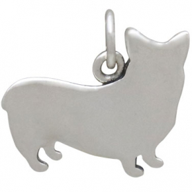 Sterling Silver Corgi Dog Charm 14x16mm