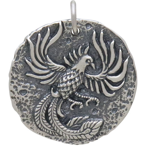 Sterling Silver Ancient Coin Charm -Phoenix 22x20mm