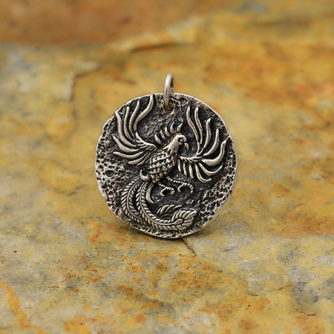 Sterling Silver Ancient Coin Charm -Phoenix 22x20mm