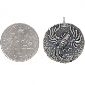 Sterling Silver Ancient Coin Charm -Phoenix 22x20mm