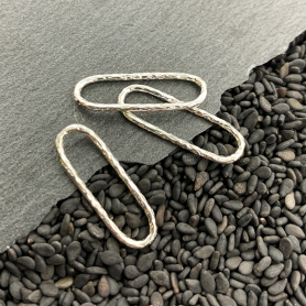 Sterling Silver Oval Link with Hammered Texture 21x7mm