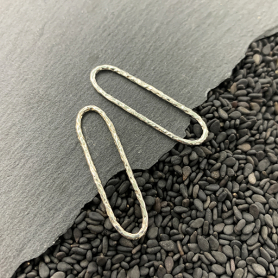 Sterling Silver Oval Link with Hammered Texture 31x8mm